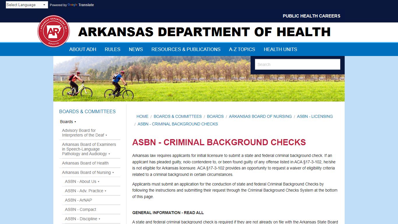 ASBN - Criminal Background Checks - Arkansas